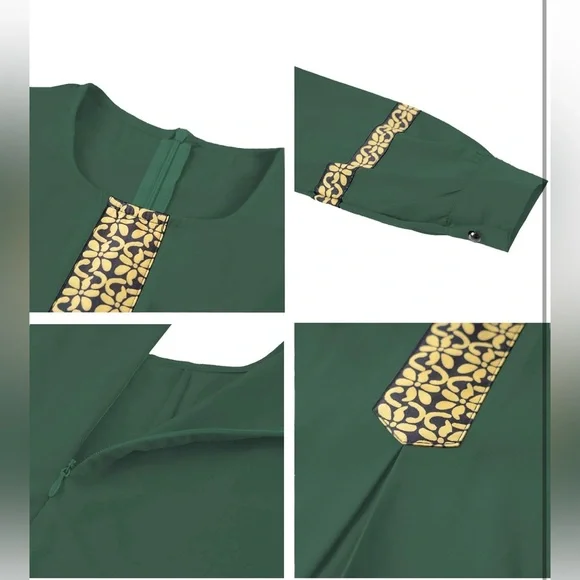 Womens Muslim Abaya Dress Zipper Islamic Robe Pockets Maxi Prayer  #53 - Picture 4 of 5